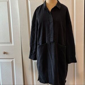 COS Black Long Sleeve Collared Tunic Dress